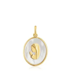 Colgante medalla virgen de oro y nacar Devoción