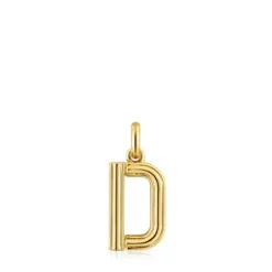 Colgante mediano letra D con baño de oro 18 kt sobre plata Alphabet