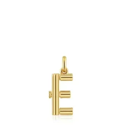 Colgante mediano letra E con baño de oro 18 kt sobre plata Alphabet