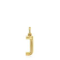 Colgante mediano letra J con baño de oro 18 kt sobre plata Alphabet