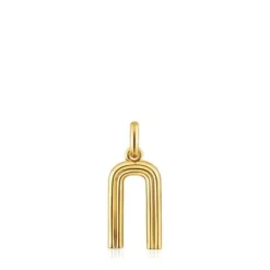 Colgante mediano letra N con baño de oro 18 kt sobre plata Alphabet