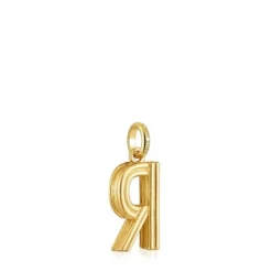 Colgante mediano letra R con baño de oro 18 kt sobre plata Alphabet