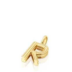 Colgante mediano letra R con baño de oro 18 kt sobre plata Alphabet