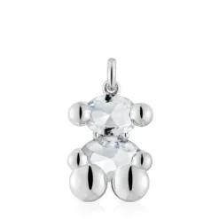 Colgante mediano motivo oso de plata y cuarzo cristal de roca Color Bear