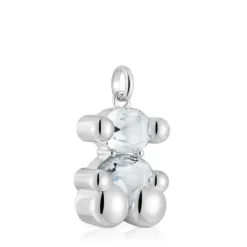 Colgante mediano motivo oso de plata y cuarzo cristal de roca Color Bear