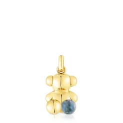 Colgante oso con baño de oro 18 kt sobre plata y labradorita Bold Bear