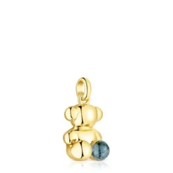 Colgante oso con baño de oro 18 kt sobre plata y labradorita Bold Bear