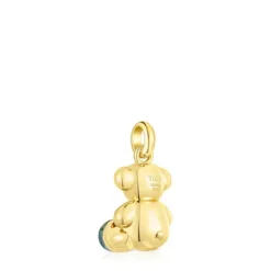 Colgante oso con baño de oro 18 kt sobre plata y labradorita Bold Bear