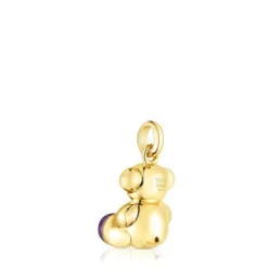 Colgante oso con baño de oro 18 kt sobre plata y amatista Bold Bear