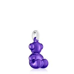 Colgante oso de acero en color lila Bold Bear
