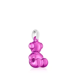 Colgante oso de acero en color rosa Bold Bear