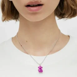 Colgante oso de acero en color rosa Bold Bear