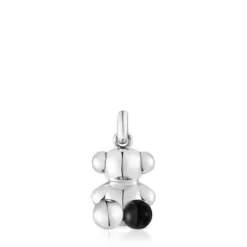 Colgante oso de plata y ónix Bold Bear