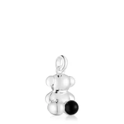 Colgante oso de plata y ónix Bold Bear