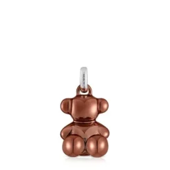 Colgante oso mediano de acero en color rosa cobrizo Bold Bear