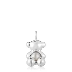 Colgante oso mediano de plata y perla cultivada Bold Bear