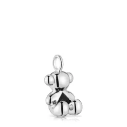 Colgante oso mediano de plata y ónix Bold Bear