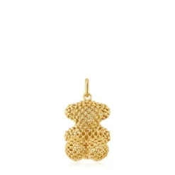 Colgante oso mediano texturizado de oro Bold Bear