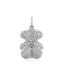 Colgante oso mediano texturizado de plata 22 mm Bold Bear