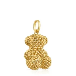 Colgante oso mediano texturizado con baño de oro 18 kt sobre plata 22 mm Bold Bear