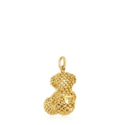 Colgante oso mediano texturizado de oro Bold Bear