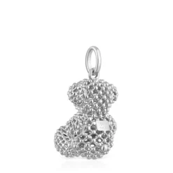 Colgante oso mediano texturizado de plata 22 mm Bold Bear
