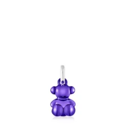 Colgante oso pequeño de acero en color lila Bold Bear