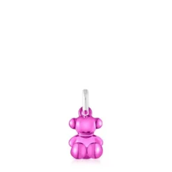 Colgante oso pequeño de acero en color rosa Bold Bear