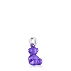 Colgante oso pequeño de acero en color lila Bold Bear