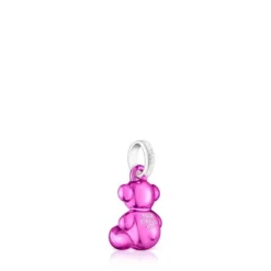 Colgante oso pequeño de acero en color rosa Bold Bear