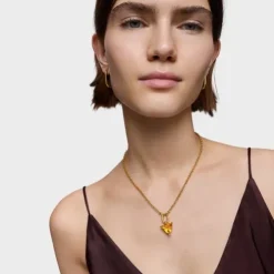 Colgante pequeño con baño de oro 18 kt sobre plata y citrino creado en laboratorio TOUS Color LGG