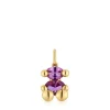 Colgante pequeño motivo oso con baño de oro 18 kt sobre plata y zafiro lila creado en laboratorio Color Bear LGG