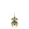 Colgante pequeño motivo oso con baño de oro 18 kt sobre plata y espinela verde creada en laboratorio Color Bear LGG