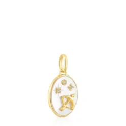 Colgante Sagitario con baño de oro 18 kt sobre plata, nácar y topacios TOUS Horoscope