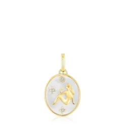 Colgante Virgo con baño de oro 18 kt sobre plata, nácar y topacios TOUS Horoscope