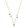 Collar con baño de oro 18 kt sobre plata, motivos y gemas Plump
