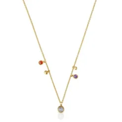 Collar con baño de oro 18 kt sobre plata, motivos y gemas Plump