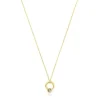 Collar con baño de oro 18 kt sobre plata, motivo aro y labradorita Plump