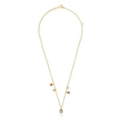 Collar con baño de oro 18 kt sobre plata, motivos y gemas Plump