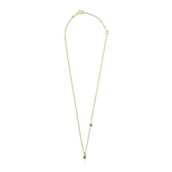 Collar con baño de oro 18 kt sobre plata y oso de cromodiópsidos TOUS New Motif