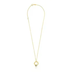 Collar con baño de oro 18 kt sobre plata, motivo aro y labradorita Plump