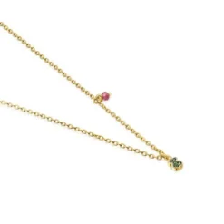 Collar con baño de oro 18 kt sobre plata y oso de cromodiópsidos TOUS New Motif