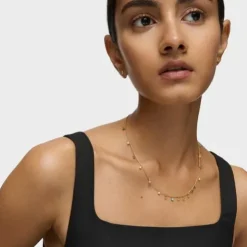 Collar con baño de oro 18 kt sobre plata y gemas Cool Joy