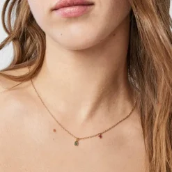 Collar con baño de oro 18 kt sobre plata y oso de cromodiópsidos TOUS New Motif