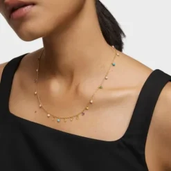 Collar con baño de oro 18 kt sobre plata y gemas Cool Joy