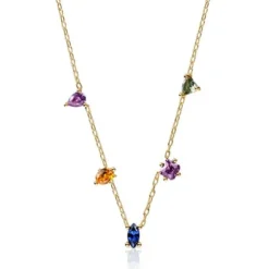 Collar corto con baño de oro 18 kt sobre plata y gemas creadas en laboratorio TOUS Color LGG