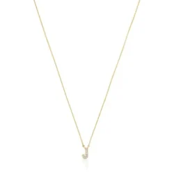 Collar corto de oro y 0,05 ct de diamantes letra J Alphabet