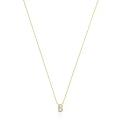 Collar corto de oro y 0,05 ct de diamantes letra B Alphabet