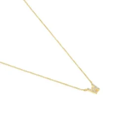 Collar corto de oro y 0,05 ct de diamantes letra W Alphabet