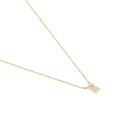 Collar corto de oro y 0,05 ct de diamantes letra R Alphabet